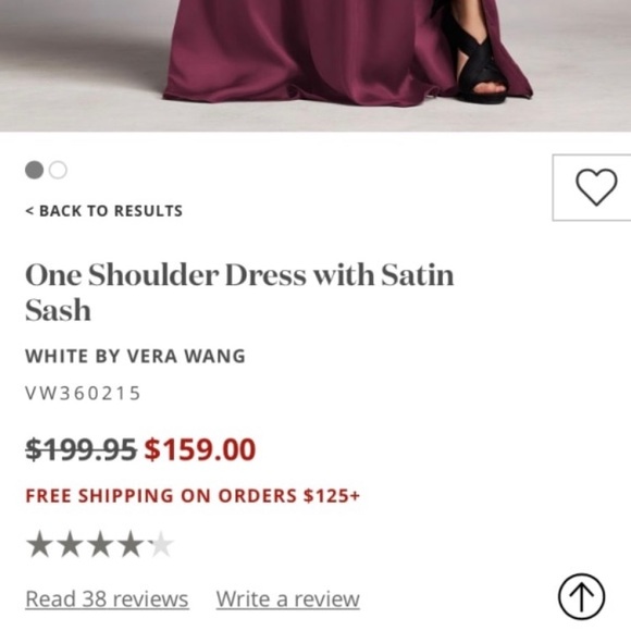 Vera Wang One Shoulder Dress With Satin Sash - Picture 4 of 4